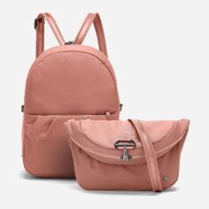 Акция на Сумка-рюкзак жіноча тканинна 8 л вміщує формат А4 PacSafe CX convertible backpack 20410 Рожева от Rozetka