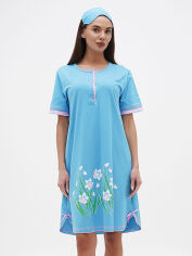 Акция на Нічна сорочка жіноча бавовняна великих розмірів Трикомир 20130156 58 Блакитна от Rozetka