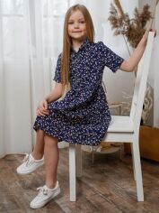 Акция на Дитяче літнє лляне плаття для дівчинки Tair kids ПЛ780 128 см Синє от Rozetka