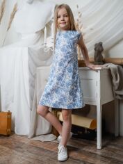 Акция на Дитяче літнє лляне плаття для дівчинки Tair kids ПЛ785 134 см Блакитне от Rozetka