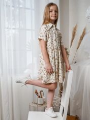 Акция на Дитяче літнє лляне плаття для дівчинки Tair kids ПЛ780 Молочне от Rozetka