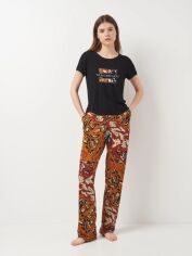Акція на Піжама (футболка + штани) жіноча з віскози великих розмірів Feyza 5052*10 192075 XL Чорна від Rozetka