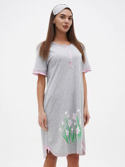 Акция на Нічна сорочка жіноча бавовняна великих розмірів Трикомир 20130156 52 Сірий меланж от Rozetka