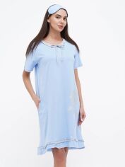 Акция на Нічна сорочка жіноча бавовняна великих розмірів Трикомир 20130149 50 Блакитна от Rozetka