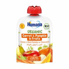 Акція на Дитяче органічне пюре Humana Морква-гарбуз в фруктах, від 8 місяців, 90 г від Eva