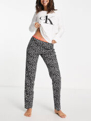 Акция на Піжама (лонгслів + штани) бавовняна жіноча Calvin Klein 15009485 M Біла/Чорна от Rozetka