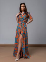 Акция на Плаття-сорочка довге літнє жіноче ISSA PLUS 14598 S Різнобарвне от Rozetka