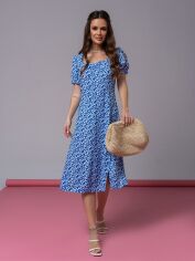 Акция на Плаття міді літнє жіноче ISSA PLUS SA-521 S Синє от Rozetka