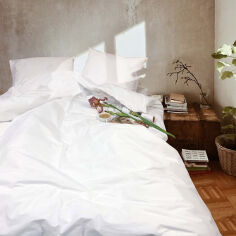Акция на Однотонное постельное белье из ранфорса Вилюта белое Полуторный комплект от Podushka
