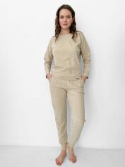 Акция на Піжама (світшот + штани) жіноча великих розмірів Key LHE 729 1+LHB 729 3 XL Бежева от Rozetka