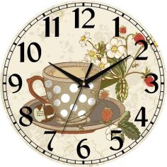 Акция на Настінний годинник UTA 061 VP Чашка чаю з ароматом суниці от Rozetka