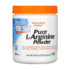 Акція на Дієтична добавка амінокислота в порошку Doctor's Best Pure L-Arginine Powder L-Аргінін, 300 г від Eva