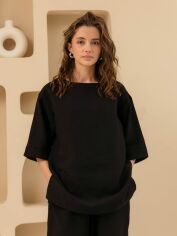 Акція на Блузка жіноча Seventeen 2151-1.5741 XXL-3XL Чорна від Rozetka