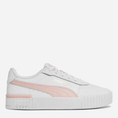 Акція на Підліткові шкіряні кеди для дівчинки Puma Carina 2.0 Jr 38618509 38 (5) Білі з блідо-рожевим від Rozetka