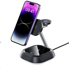 Акція на Acefast Wireless Charger Stand E16 3in1 15W Black для iPhone 15 I 14 I 13 I 12 series, Apple Watch and Apple AirPods від Y.UA