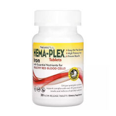 Акція на Залізо та поживні речовини для здоров'я еритроцитів NaturesPlus Hema-Plex Iron with Essential Nutrients, 30 таблеток від Eva
