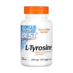 Акція на Дієтична добавка в веганських капсулах Doctor's Best L-Tyrosine Тирозин, 500 мг, 120 шт від Eva