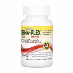 Акция на Дієтична добавка в таблетках NaturesPlus Hema-Plex Iron with Essential Nutrients Залізо та поживні речовини для здоров'я еритроцитів, 60 шт от Eva