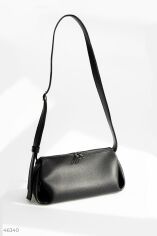 Акція на Чорна сумка-багет з екошкіри від Gepur