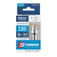 Акция на Лампа Brevia LED S-Power P21/5W 330Lm 15x2835SMD 12/24V CANbus 2шт (10203X2) от MOYO