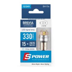 Акція на Лампа Brevia LED S-Power P21W 330Lm 15x2835SMD 12/24V CANbus 2шт (10201X2) від MOYO