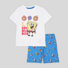 Акция на Дитяча літня піжама для хлопчика Disney Sponge Bean SB-52-04-203-W 110 см Білий/Блакитний от Rozetka