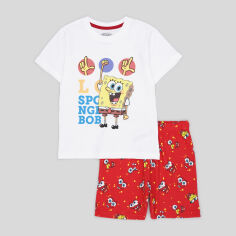 Акція на Дитяча літня піжама для хлопчика Disney Sponge Bean SB-52-04-203-W 104 см Білий/Червоний від Rozetka