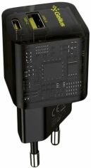 Акція на Gelius Wall Charger Genesis USB+USB-C GaN 30W Transparent Black (GP-HC055) від Y.UA