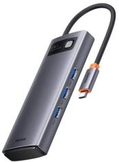 Акція на Baseus Adapter Metal Gleam Series USB-C to 3xUSB3.0+PD+SD+TF Grey (WKWG030213) від Stylus