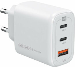 Акция на Intaleo Wall Charger 2xUSB-C+USB GaN Pd Qc 65W White (TCG65GAN) от Stylus