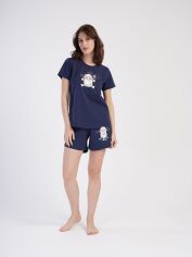 Акція на Піжама (футболка-шорти) жіноча бавовняна Vienetta 402002*54 XL Темно-синя від Rozetka