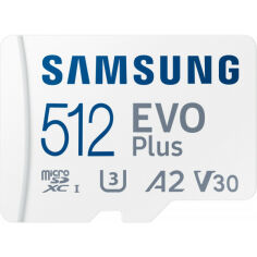 Акція на Карта пам'яті Samsung Evo Plus microSDXC 512GB UHS-I U3 V30 A2 + SD адаптер (MB-MC512KA/EU) від Comfy UA