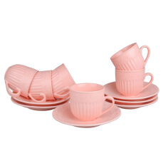 Акция на Набор чайный фарфоровый 12 предметов 250 мл Ажур Lefard 722-123 розовый от Podushka