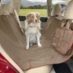 Акция на Накидка на заднее сиденье автомобиля Kurgo Heather Hammock для собак светло-коричневая 140х142 см (57833) от Stylus