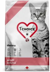 Акція на Сухой диетический корм 1st Choice Adult Derma для котов с лососем 4.5 кг від Stylus