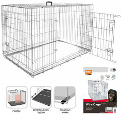 Акция на Клетка для собак Flamingo Wire Cage двухдверная с ручкой и выдвижным поддоном 17 кг 120х76х82 см от Stylus