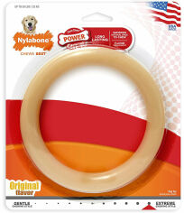 Акция на Игрушка Nylabone Extreme Chew Ring жевательная для собак, вкус курицы 15x15x1.5 см бежевая (55204) от Stylus