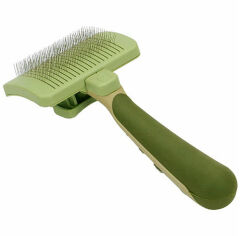 Акция на Пуходерка Safari Self-Cleaning Slicker Brush для собак і котів з самоочищенням зелена 8.5x5.5 см от Y.UA