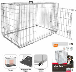 Акція на Клітка для собак Flamingo Wire Cage двухдверная з ручкою і висувним піддоном 14.4 кг 109х70х76 см від Y.UA