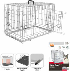 Акция на Клітка для собак Flamingo Wire Cage двухдверная з ручкою і висувним піддоном 8.6 кг 77х47х54 см от Y.UA