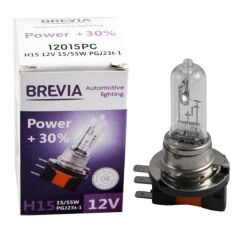 Акция на Лампа Brevia галогеновая H15 12V 15/55W PGJ23t-1 Power +30% CP (12015PC) от MOYO