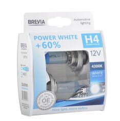 Акция на Лампа Brevia галогеновая H4 12V 60/55W P43t Power White +60% 4300K S2 (12040PWS) от MOYO