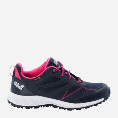 Акція на Дитячі трекінгові кросівки для дівчинки Jack Wolfskin Woodland Texapore Low K 4042162-8333 33 Темно-сині/Рожеві від Rozetka
