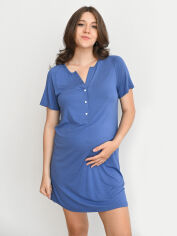 Акция на Нічна сорочка для вагітних та годуючих Мамин дім Lazy 24190 M Синя от Rozetka