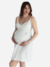 Акція на Нічна сорочка для вагітних і годуючих мам бавовняна Мамин дім 24182 M Молочна від Rozetka