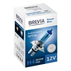 Акция на Лампа Brevia галогеновая H4 12V 60/55W P43t Power Blue CP (12040PBC) от MOYO
