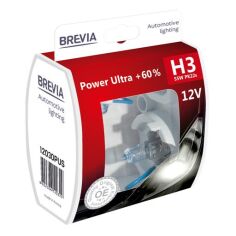 Акция на Лампа Brevia галогеновая H3 12V 55W PK22s Power Ultra +60% S2 (12030PUS) от MOYO
