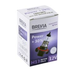 Акция на Лампа Brevia галогеновая H13 12V 60/55W P26.4t Power +30% CP (12013PC) от MOYO