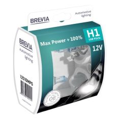 Акция на Лампа Brevia галогеновая H1 12V 55W P14.5s Max Power+100% S2 (12010MPS) от MOYO