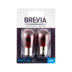 Акция на Лампа Brevia накаливания PR21/5W 12V 21/5W BAW15d Красная 2шт (12327B2) от MOYO
